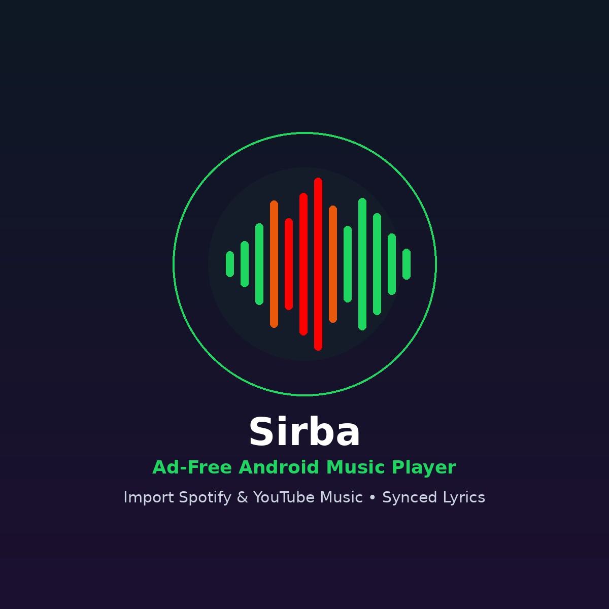 Sirba Android Music Player with Spotify and YouTube Music import banner